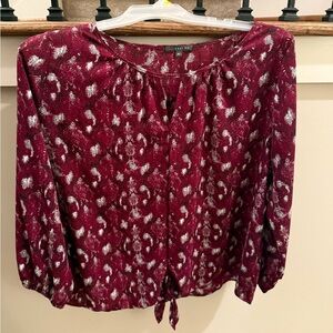 Women's Burgundy Patterned Top-long sleeve